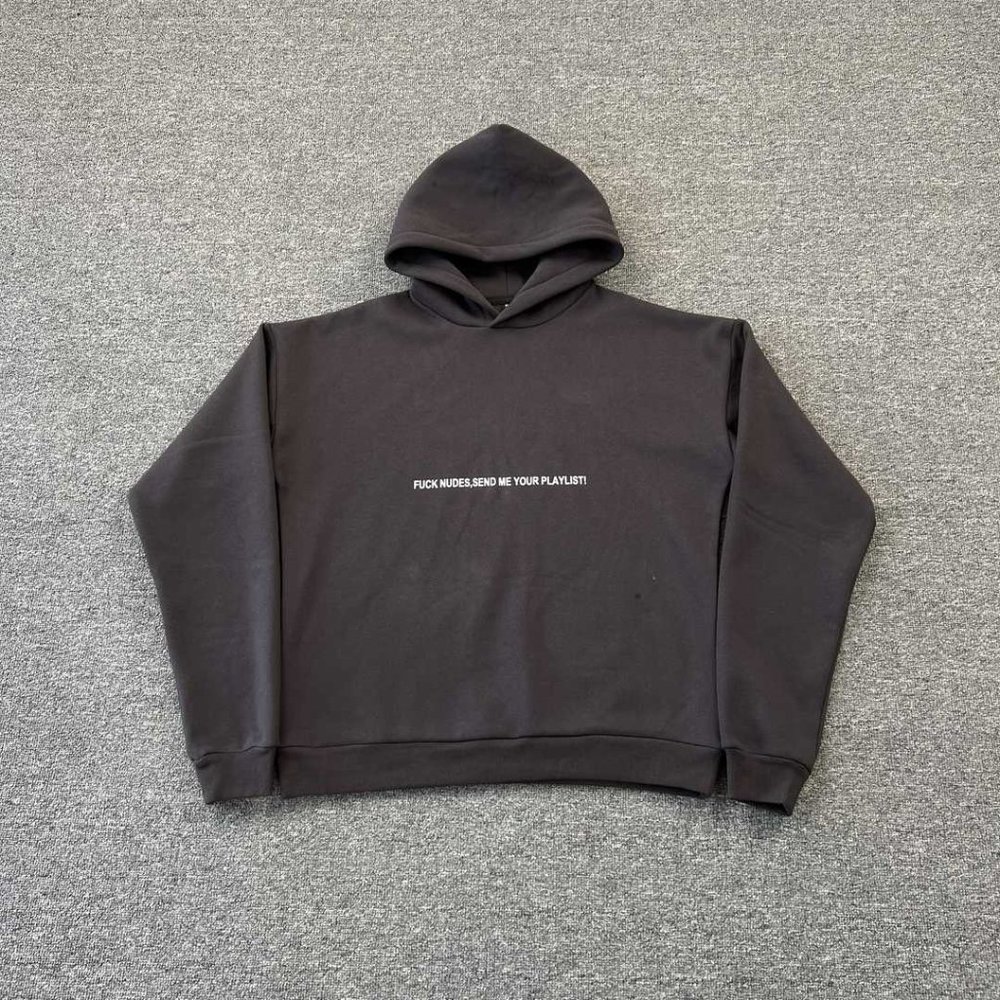 Kanye West Letter Print Simple Blue Long Sleeve Hoodie